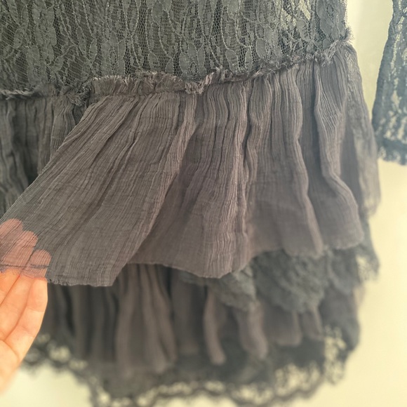 Free People Black Two-tiered Dress Lace embroidery - Picture 5 of 15